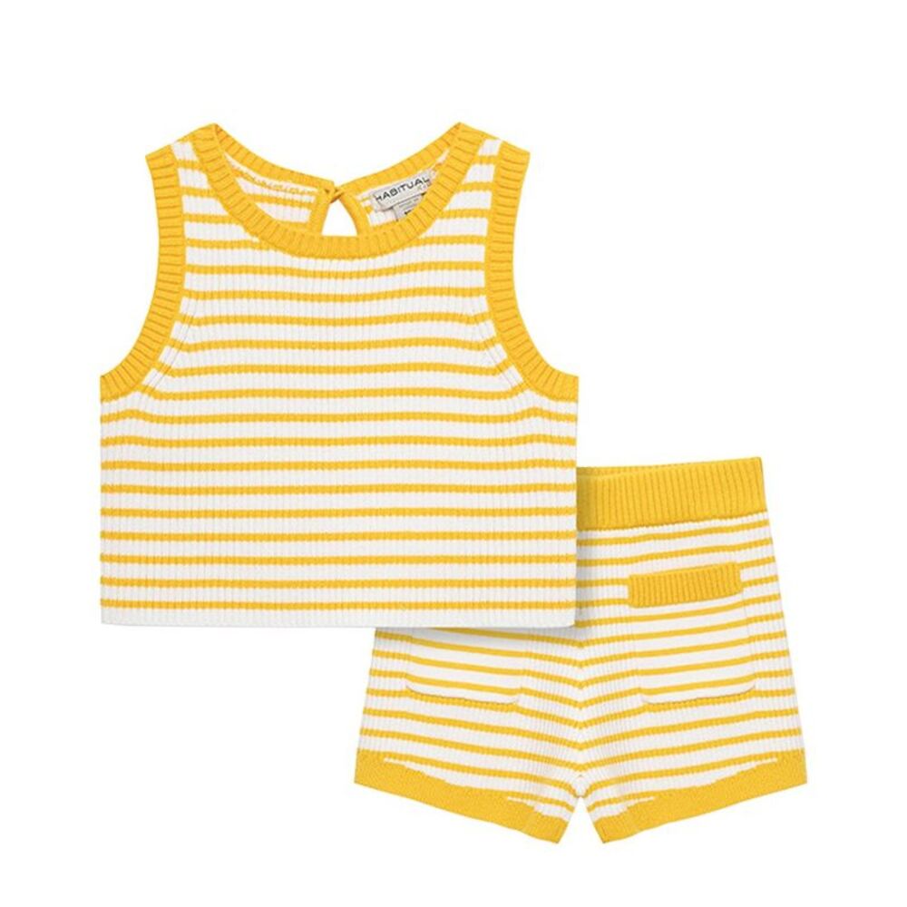 Habitual  Novelty Knit Short Set, Yellow